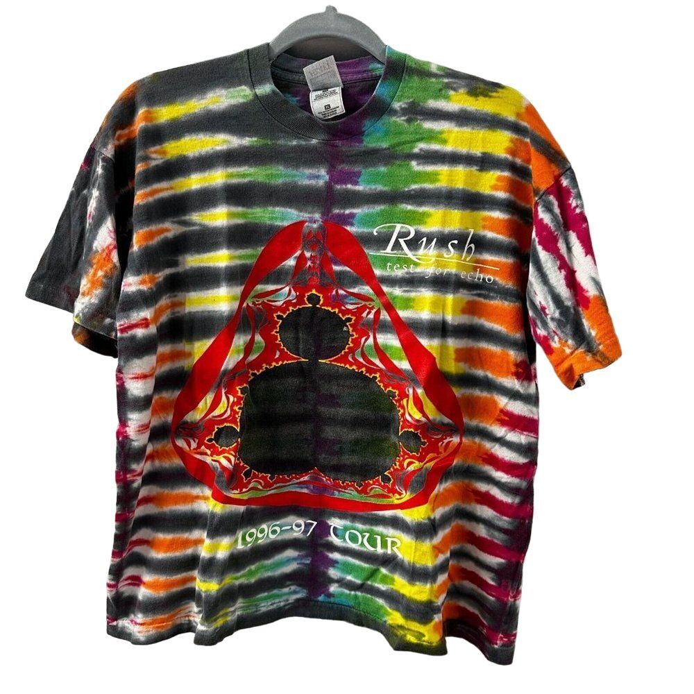 VTG RUSH Test for Echo Tour 1996-1997 T Shirt Neil Peart Geddy Lee XL‎ Tie Dye